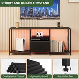 Amenitlif LED TV Stand with Open Shelves and Fabric Drawer, Entertainment Center with LED Lights, Media Console for 55" TV, Television Stands for Living Room, Bedroom Amenitlif