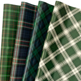 LeZakaa Christmas Green Wrapping Paper, 12 Folded Sheet with 4 Different Tartan Plaid Design for New Year Celebrations Holiday Gift Wrapping, 27.5 x 19.6 inches Per Sheet LeZakaa