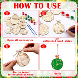 Cinnvoice 60 Pcs Wood Christmas Crafts for Adults DIY Paint Xmas Ornaments Blank Unfinished Wooden Cutouts Shapes Slices Hanging Embellishment for Christmas Tree Holiday Party Decor(Ball) Cinnvoice