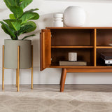 Walker Edison Modern 2 Door Solid Wood Stand for TVs up to 65 Inches, 58 Inch, Caramel Walker Edison