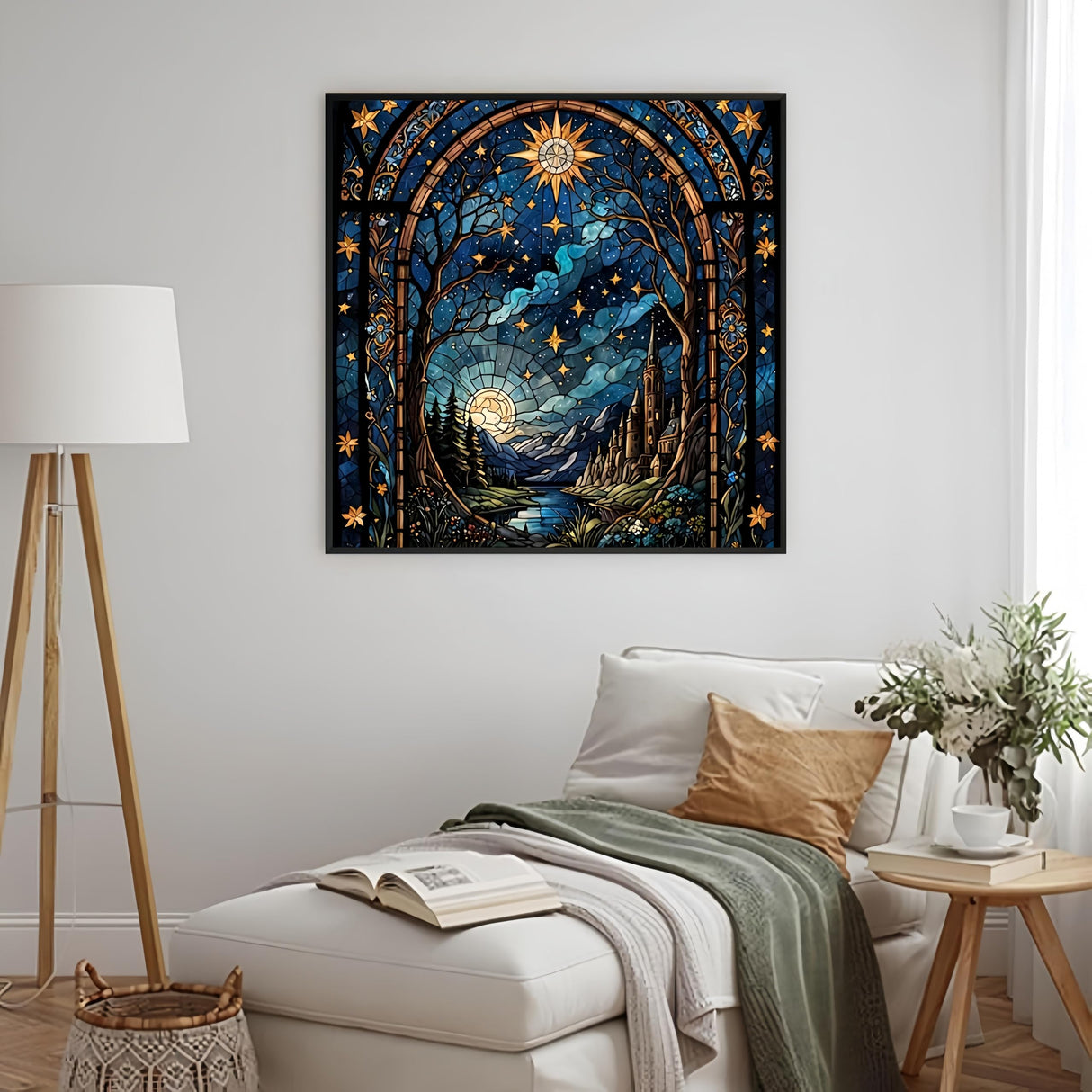 Diamond Paintings Kits for Beginners,Full Drill Night Sky Stained Glass Diamond Arts Kits for Adults,Starry Landscape Paint by Diamond,5D DIY Diamond Painting Dot Gem Art,Home Wall Decor 13.8x13.8 GXGLLPZBY