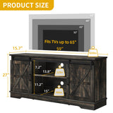 DWVO TV Stand for TVs up to 65 Inch, Farmhouse Entertainment Center with Storage Cabinets and Sliding Barn Doors, Rustic Media TV Console Table for Living Room, Dark Rustic Oak DWVO