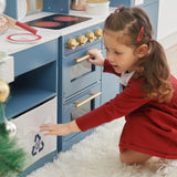 Teamson Kids Little Chef Atlanta Large Modular Wooden Play Kitchen with Interactive, Realistic Features, and 17 Kitchen Accessories, for 3yrs and up, Blue/White/Gold Teamson Kids