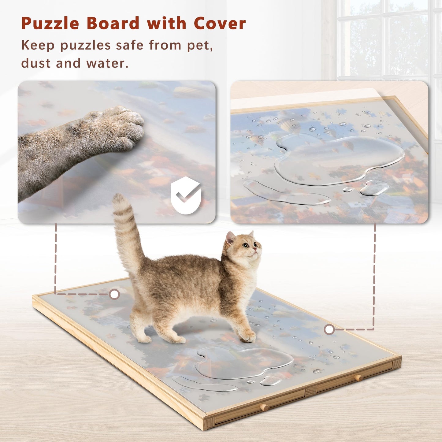 Becko US 1000-Pc Tilting Jigsaw Puzzle Board with 4 Drawers & Cover, Adjustable Jigsaw Puzzle Table with Built-in Easel/Stand, Portable Boards with Storage for Adults, with Premium Flannel Ta - WoodArtSupply