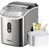 Nugget Ice Maker Countertop, Silonn Chewable Pellet Ice Machine with Self-Cleanin Function, 33lbs/24H Portable Ice Makers for Home Kitchen Officce, Stainless Steel Silonn
