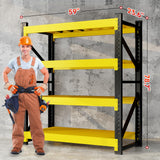 Kobito 5000LBS Garage Storage Shelves, 59" W Garage Shelving Heavy Duty Adjustable Shelving Unit, 4 Tier Metal Utitly Shelves Industrial Shelving for Warehouses,Basement,Black Yellow Kobito