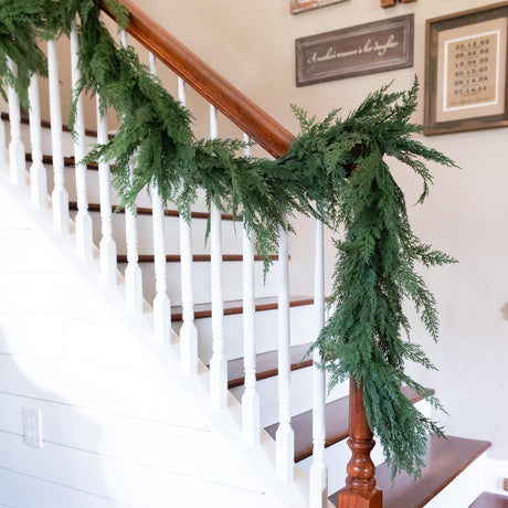 Vita Domi 72" Faux Cedar Garland Realistic, Extra Full Cedar Christmas Garland for Mantle, Norfolk Pine Garland for Stairs, Garlands for Decoration Christmas, Cedar Garland Artificial Realistic Vita Domi