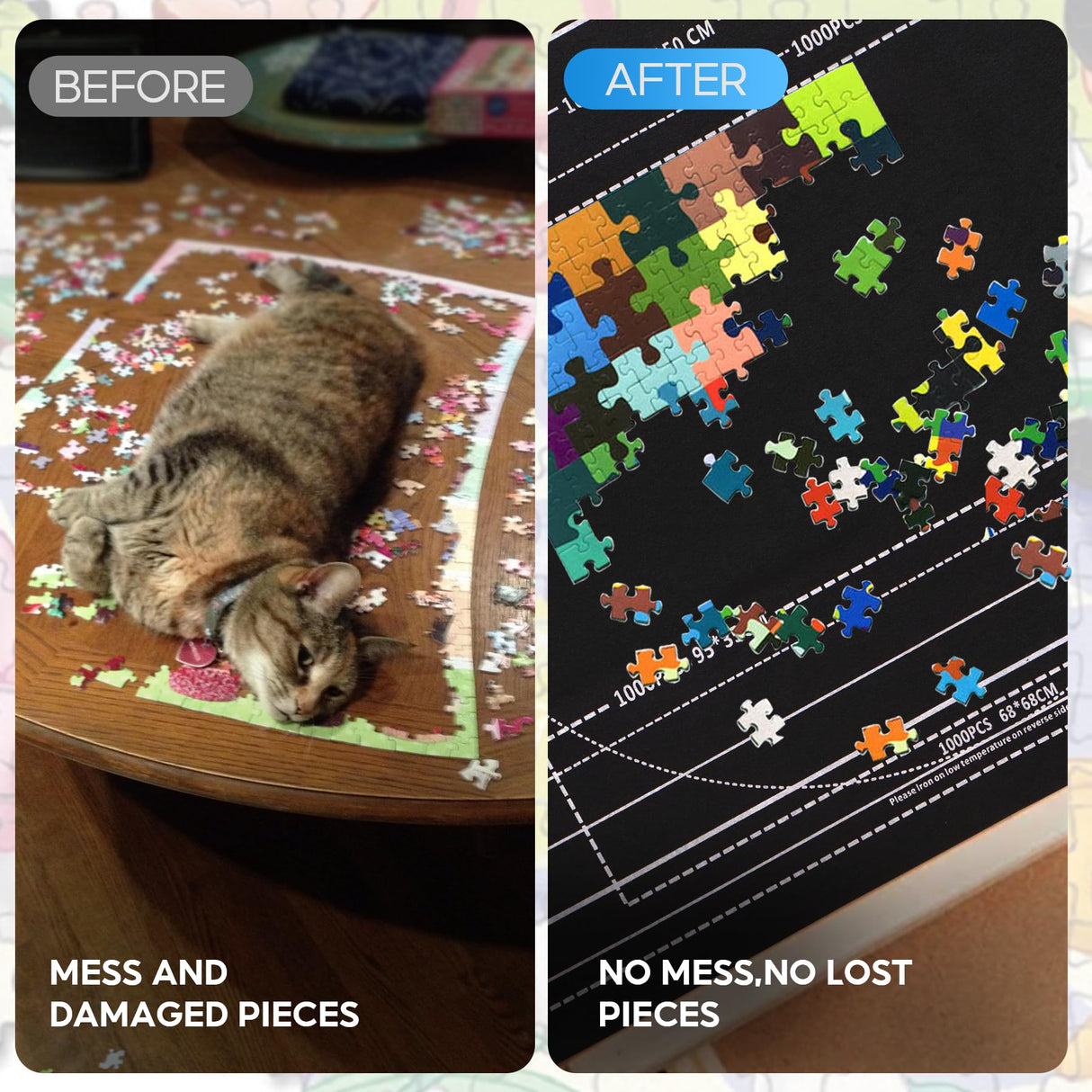 Jigsaw Puzzle Mat Roll Up 1500 2000 3000 Piece Portable Table Puzzle Board Mat Saver Keeper, Smooth Top & Non-Slip Felt Bottom with 6 Sorting Trays, Storage Bag, Inflatable Roller for Kids Adults Gift Brmoka