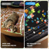 Jigsaw Puzzle Mat Roll Up 1500 2000 3000 Piece Portable Table Puzzle Board Mat Saver Keeper, Smooth Top & Non-Slip Felt Bottom with 6 Sorting Trays, Storage Bag, Inflatable Roller for Kids Adults Gift Brmoka