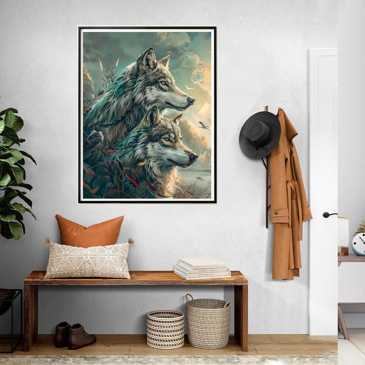 SKRYUIE Paint by Numbers Kit for Adults Beginner Wolf, Acrylic Animals Oil Painting by Numbers Kits with PaintBrushes Paintwork Art Crafts Canvas for Home Decor 16x20 inch c7 SKRYUIE