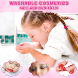 99 Pcs Kids Makeup Kit for Girls, Princess Toys Real Washable Cosmetics Set with Mirror, Hair Ties, Nails, Rings, Earrings, Necklace, Perfect for 3 4 5 6 7 8 Year Old Girls Birthday Kuovei