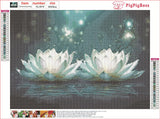 pigpigboss Water Drop Lotus Flower Diamond Painting Art Kit, 5D Full Round Drill Crystal Lotus Flower Diamond Art Set for Adult Beginner Home Office Holiday Wall Decor (16 x 12 inches) pigpigboss