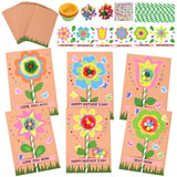 24 Sets Mother's Day Flower Card Craft Kit for Kids Spring DIY Flower Greeting Card Set Happy Mother's Day Card Making Kit for Mom Gifts Classroom School Home Activities Sanixin