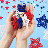 18pcs 4th of July Star Rattan Decoration, Red Blue White Stars for 4th of July Independence Day Home Decor DIY Craft Vase Bowl Filler Table Decoration GuassLee