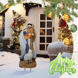 Reallnaive 30 Inch Large Christmas Outdoor Nativity Scene for Yard with Stake Metal Christmas Nativity Set Outside Waterproof Rustic Yard Lawn Signs for Garden Holiday Lawns Decoration Reallnaive