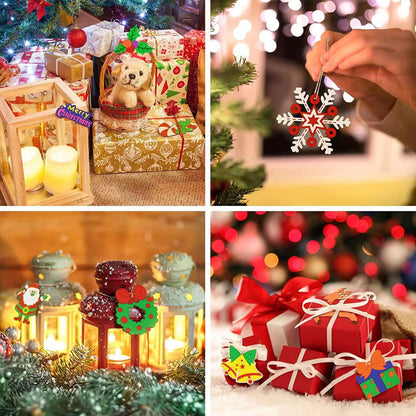 YUANDJO 60PCS Christmas Crafts for Kids, Wooden Christmas Ornaments Unfinished Wood Slices with 12 Styles, DIY Christmas Ornaments Painting Kit for Kids Decoration Tree (Christmas 60 Pcs)