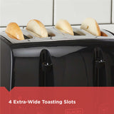BLACK+DECKER 4-Slice Toaster, TR1410BD, Extra-Wide, 7 Shade Settings, Crumb Trays, Gloss Black BLACK+DECKER