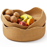 LAVNTM Rattan Bread Basket, 3 Pack Hand Woven Round Fruit Baskets for Serving, Picnic Basket, Wicker Storage for the Living Room Kitchen (Honey Brown) LAVNTM
