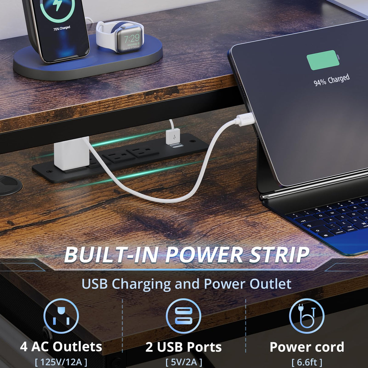 UPOSOJA L Shaped Gaming Desk with Keyboard Tray, Reversible Computer Desk with Power Outlet, Corner Home Office Desks, Mobile File Cabinet Storage Shelves Monitor Stand Drawers (Brown, 67in) UPOSOJA