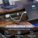 UPOSOJA L Shaped Gaming Desk with Keyboard Tray, Reversible Computer Desk with Power Outlet, Corner Home Office Desks, Mobile File Cabinet Storage Shelves Monitor Stand Drawers (Brown, 67in) UPOSOJA