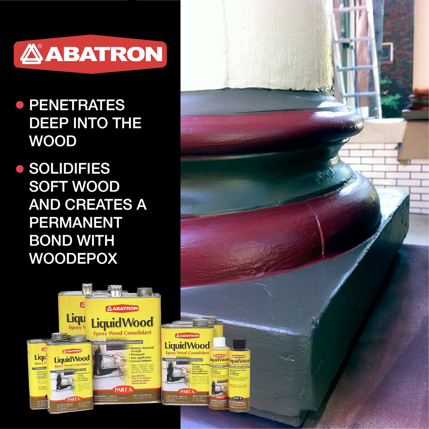 Abatron LiquidWood 2 Gallon Kit 2 Part Structural Epoxy Wood Hardener and Consolidant Resin. - WoodArtSupply