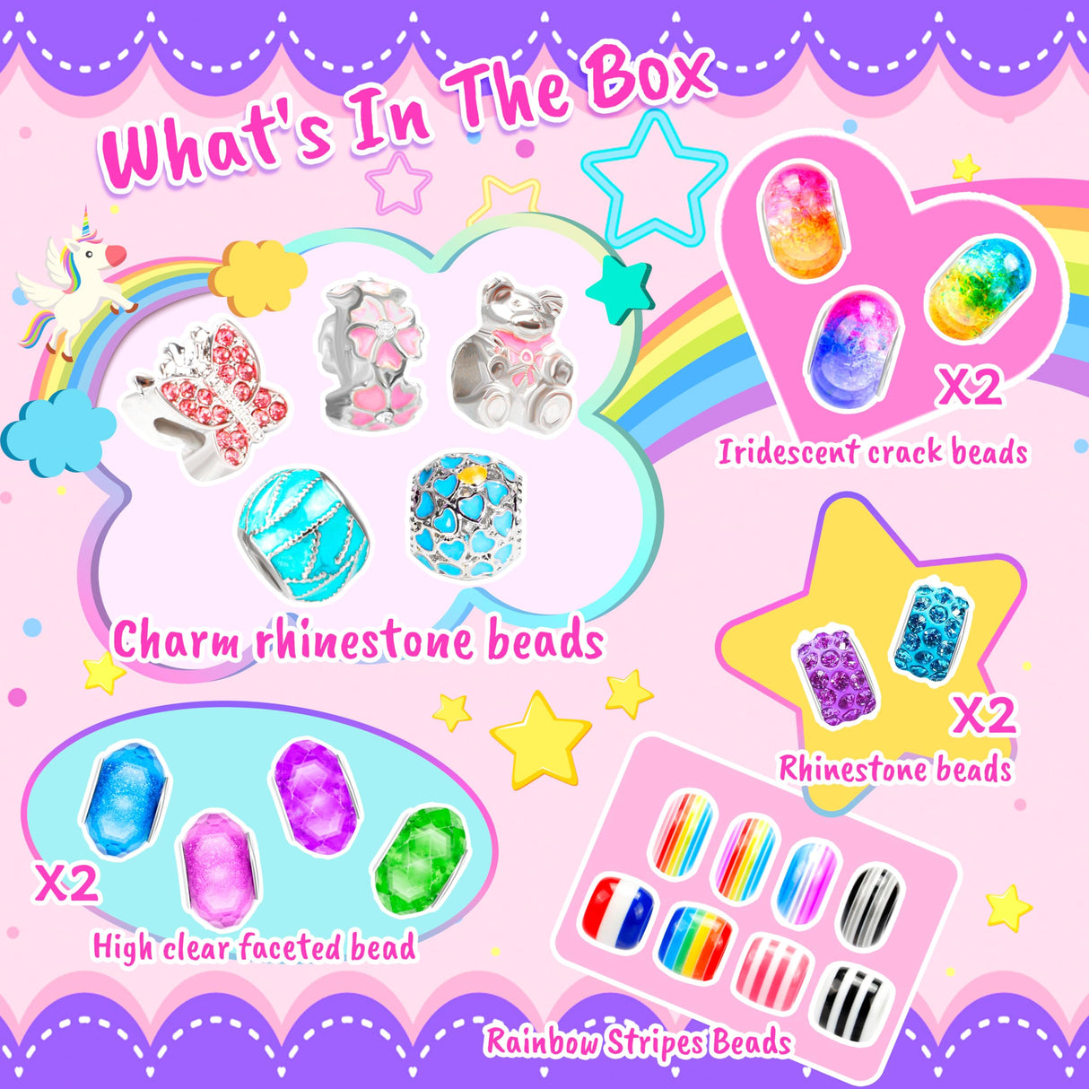 AMAZING TIME 130 Pcs Charm Bracelet Making Kit, Jewelry Toy for Girl Age 8-12 Beads Craft Set for 5 6 7 8 9 10 11 12 Year Old Teenage Birthday Gift AMAZING TIME