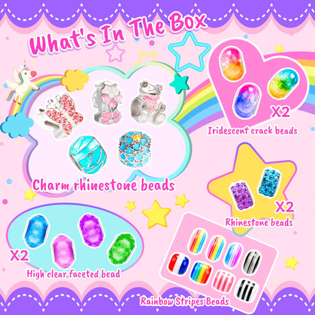 AMAZING TIME 130 Pcs Charm Bracelet Making Kit, Jewelry Toy for Girl Age 8-12 Beads Craft Set for 5 6 7 8 9 10 11 12 Year Old Teenage Birthday Gift AMAZING TIME