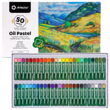 Artecho Oil Pastels Set of 50 Colors (8 x 60 mm), Soft Oil Pastels for Art Painting, Drawing, Blending, Art Supplies for Artists, Beginners, Students, Teachers Artecho