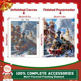 EMIEAUFG Christmas Diamond Art Kits for Adults, Christmas Train Diamond Paiting Kit for Beginners, 5D DIY Round Full Drill Craft Diamond Dot Gem Art, Home Wall Decor 12" x 16" EMIEAUFG