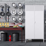 Washsemba Metal Storage Cabinets Locker with Hanging Rod and Adjustable Shelves, 71'' Clothing Steel Storage Wardrobe for Home & Office, School, Employee,Gym(White) Washsemba