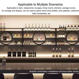 Wine Rack Wall Mounted with Wine Glass Rack Floating Bar Shelves for Liquor Bottles with LED Light Liquor Bottle Display Shelf Wall Bar Cabinet Mini Bar for Home Bar Dining Room Kitchen Living Room(Bl WXZXWXZX