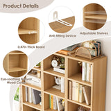 FOTOSOK 8-Tier Media Tower Rack, 11.6 X 9.3 X 71 Inches CD DVD Slim Storage Cabinet with Adjustable Shelves, Tall Narrow Bookcase Display Bookshelf for Home Office, Natural FOTOSOK