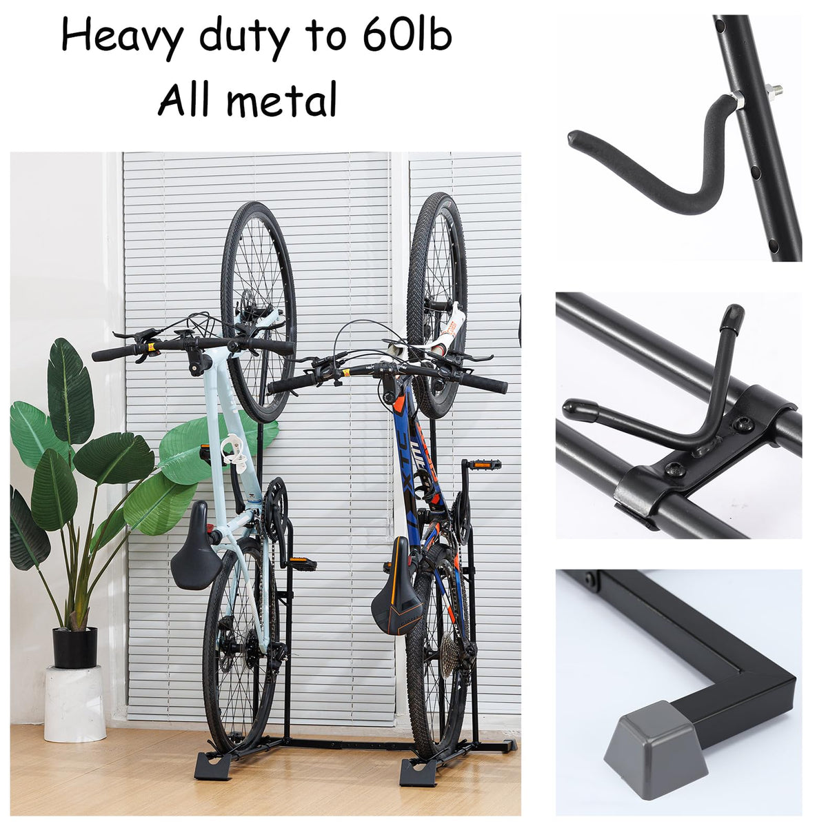 YueTong Vertical Bike Stand, 2 Bike Rack Garage, Upright and Horizontal, Indoor Bicycle Storage for Floor. YueTong