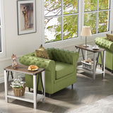 ChooChoo Farmhouse End Table Set of 2, Narrow Side End Table with Storage Shelf, Rustic A-Design Nightstand Sofa Table for Living Room, Bedroom(White&Brown) ChooChoo