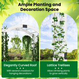 Happygrill Garden Arbor with Planter Boxes, Outdoor Wedding Arch with Trellis for Climbing Plants Vine Vegetables Herbs, Wooden Arbor Archway for Ceremony, Party (White) HAPPYGRILL