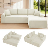 103'' Modular Sectional Sofa Cloud Couch Sectional with L-Shape Chaise, Modern Corduroy Modular Couch Sofa Bed with Throw Pillows, No Assembly Needed for Living Room, Right Facing Chaise, Beige Zyerch