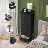 Fixwal Black Tall Dresser for Bedroom, Storage Dresser Organizer with 7 Fabric Drawers, Nightstand Furniture in Closet, Entryway, Hallway Fixwal