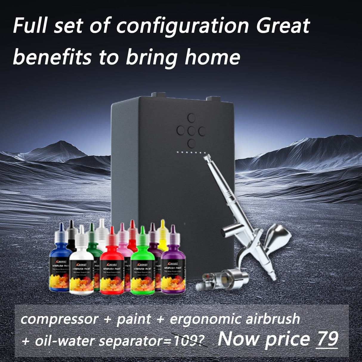 XDOVET 55PSI High-Pressure Airbrush kit with Air Compressor, Six-Speed Adjustable Trigger Airbrush Gun with 12-Color Paint,Air Brush Set for Miniature Painting, Model Cars Painting,Hobby XDOVET