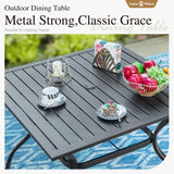 Sophia & William Metal Outdoor Patio Dining Set 6 PCS with 10ft 3 Tier Auto-tilt Umbrella(Navy Blue), 4 x Metal Outdoor Chairs, 1 x Square 37"x 37" Dining Table and 1 Patio Umbrella Sophia & William