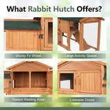 Rabbit Hutch Outdoor, 74" Large Bunny Cage with Waterproof Roof, Removable Pull Out Tray, 2 Runs, 2-tier Wooden Rabbit House for Small Animals, Rabbit Enclosure Suits for Guinea Pigs, Hamster, Natural Kinpaw