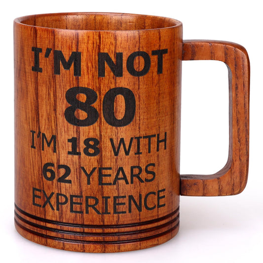 80th Birthday Gifts for Men Women Large Wooden Beer Mug 1944 Funny 80 Year Old Bday Gifts for Him Her Unique Christmas Presents for Friend Coworker Husband Wife Mom Dad Birthday Gift Wood Cof - WoodArtSupply