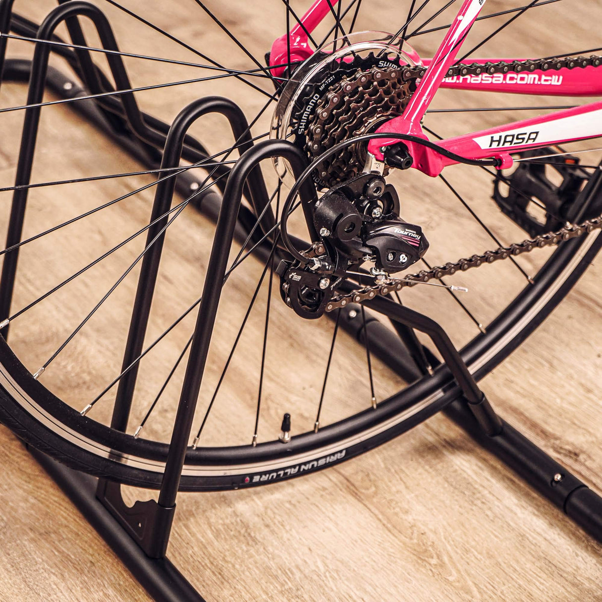 CyclingDeal Bicycle Floor Parking Rack Stand - for Mountain MTB Road Bike - Indoor Home Garage Storage - Classic 4 Bikes CyclingDeal