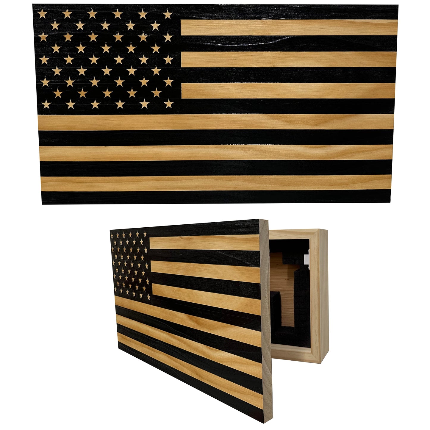 American Flag Concealed Gun Cabinet, Hidden Gun Storage American Flag (Black) - WoodArtSupply