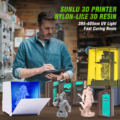 SUNLU 3D Printer Resin, Strong Durable Nylon Like 3D Resin for LCD DLP SLA Resin 3D Printers, 395-405nm UV Light Curing 3D Printing Liquid Photopolymer Resin, Good for Functional Parts, 1000g, Beige