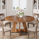 Tribesigns Round Dining Table for 4, 47 Inch Farmhouse Kitchen Table Small Dinner Table Wood Kitchen Dinning Table for Dining Room Kitchen,Living Room (Chairs Not Included) Tribesigns