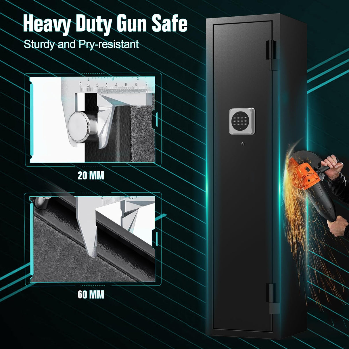 Marcree 2-3 Gun Safes for Rifles and Pistols, Gun Cabinets for Rifles and Shotguns, Gun Cabinet with Alarm System & Mute Mode, Shotgun Safe with 180° Quick Access Door and Removable Shelf Marcree