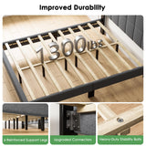 Marsail Queen Size Bed Frame, Sturdy and Durable with 12 Support Legs, 1300 lbs Capacity, Solid Wooden Upholstered Adjustable Headboard for 6"-12" Mattresses, Easy Assembly, Ideal Height, Dark Gray Marsail