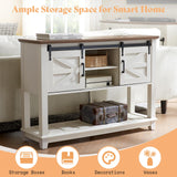 AMERLIFE Sofa Table with Sliding Barn Doors, TV Console Table, 46" Farmhouse Rustic Storage Entryway Table, Adjustable Open Shelves, Hallway, Living Room, Bedroom, Antique White AMERLIFE