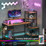 Creso hom Computer Desk with Printer Stand, 59" Office Table with Charging Station, Home Office Desk with LED and Monitor Stand, Reversible Desk for Study Writing Working Gaming, Rustic Brown Creso hom