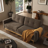 67.7” Loveseat Sofa, Mid Century Modern Decor Love Seat Couches for Living Room, Button Tufted Upholstered Small Couch for Bedroom, Solid and Easy to Install Love Seats Furniture (Brown, 67.7inch) Generic